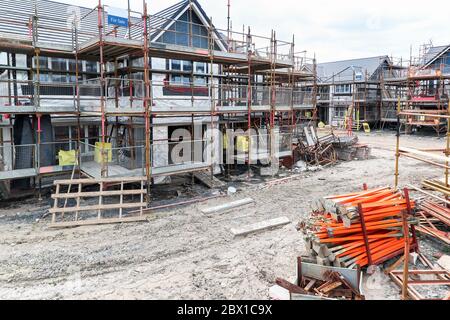 Stewart Milne cantiere, con case in costruzione, Troon, Ayrshire, Regno Unito Foto Stock