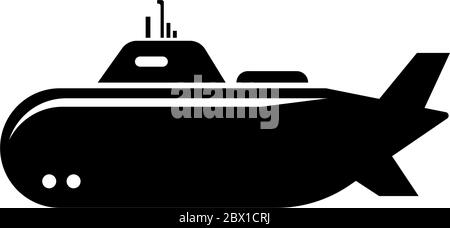 Sottomarino dell'esercito nucleare, profondo bathyscaphe. Illustrazione dell'icona Flat Vector. Semplice simbolo nero su sfondo bianco. Sottomarino dell'esercito nucleare, Bathyscaphe Illustrazione Vettoriale