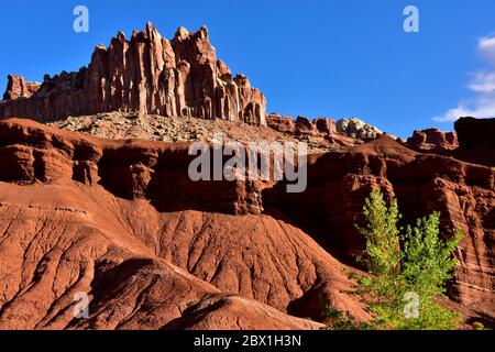 Le rocce rosse prominenti al Capital Reef National Park nello Utah si chiamano arenaria Entrada. Foto Stock