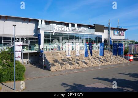 Arena Nuernberger Versicherung, arena multifunzionale, stadio di ghiaccio, ingresso, Norimberga, Franconia Centrale, Franconia, Baviera, Germania Foto Stock