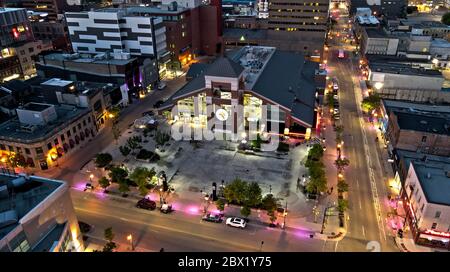 Notte aerea del mercato di Covent Garden - Londra Ontario Canada Foto Stock