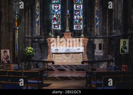 Cappella laterale della Chiesa Cattedrale di Santa Maria la Vergine della Chiesa Episcopale Scozzese a Edimburgo, capitale della Scozia, parte del Regno Unito Foto Stock