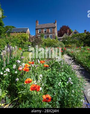 Vista diurna estiva dei Giardini Crook Hall, Durham City, County Durham, Inghilterra, Regno Unito Foto Stock