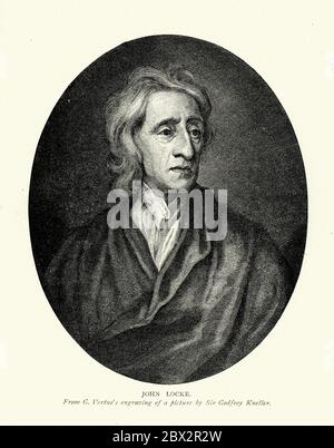 John Locke filosofo e medico inglese, ampiamente considerato come uno dei più influenti pensatori dell'Illuminismo e comunemente noto come il Fathe Foto Stock