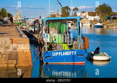 Francia, Charente-Maritime (17), Bateaux le long du chenal de Boyardville, Saint-Georges d'Oléron Foto Stock