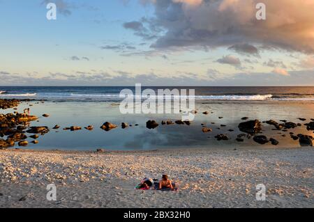 Francia, isola di Reunion (dipartimento francese d'oltremare), Saint Pierre, l'estremità meridionale della laguna di Saint-Pierre in un luogo chiamato Terre Sainte Foto Stock