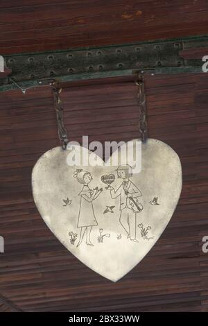 LFrance, Drome (26), Valence, e kiosque des amoureux de Peynet sur le Champ de Mars Foto Stock