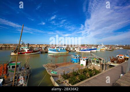 Francia, Charente-Maritime (17), Bateaux de pêche au port du Chapus, Bourcefranc-le-Chapus Foto Stock