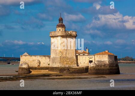 Francia, Charente-Maritime (17), le Fort Louvois et le pont de l'île d'Oléron, Bourcefranc-le-Chapus Foto Stock