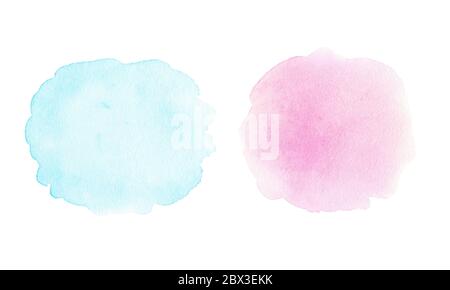 Vasi blu e rosa acquerelli. Sfondo astratto, texture dipinta a mano. Rivestimenti e confezioni astratti isolati colorati color acquerello. Foto Stock