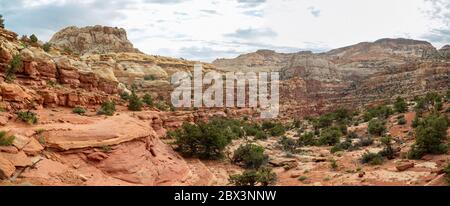 Splendido paesaggio lungo il Cassidy Arch Trail del Capitol Reef National Park nello Utah Foto Stock