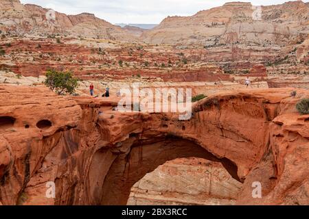 Giorno del bellissimo Cassidy Arch del Capitol Reef National Park nello Utah Foto Stock