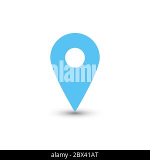 Puntatore blu con ombra su sfondo bianco. Illustrazione vettoriale EPS10. Illustrazione Vettoriale