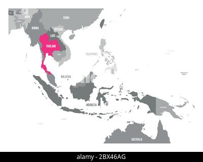 Mappa vettoriale del Laos. Rosa evidenziato nella regione del Sud-est asiatico. Illustrazione Vettoriale