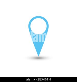 Puntatore blu con ombra su sfondo bianco. Illustrazione vettoriale EPS10. Illustrazione Vettoriale