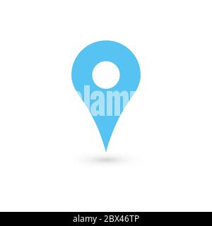 Puntatore blu con ombra su sfondo bianco. Illustrazione vettoriale EPS10. Illustrazione Vettoriale