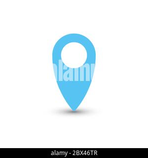 Puntatore blu con ombra su sfondo bianco. Illustrazione vettoriale EPS10. Illustrazione Vettoriale