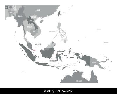 Mappa vettoriale di Singapore. Rosa evidenziato nella regione del Sud-est asiatico. Illustrazione Vettoriale