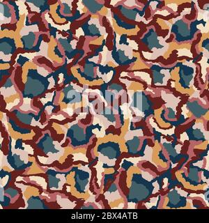 Camouflage tutto sopra Stampa Texture giocosa del vettore. Pelle animale moderna disegnata a mano. Sfondo motivo marmorizzato senza cuciture non stampato. In tutto il Tile EPS 10 Illustrazione Vettoriale