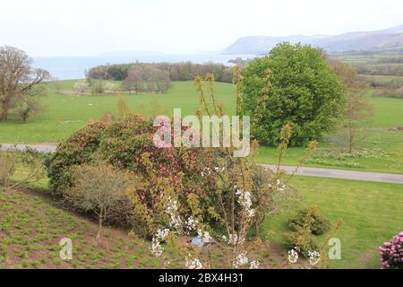 Castello e Giardino di Penryn a Llandygai, Galles del Nord. Regno Unito Foto Stock