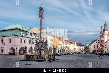 L'antica città storica di Chomutov nella Repubblica Ceca Foto Stock