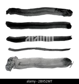 Set di cinque pennelli vettoriali di colore nero Illustrazione Vettoriale