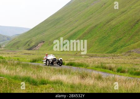 OFFAT, SCOZIA - 29 GIUGNO 2019: 1939 Morgan Super Sport 3 ruote in un rally auto classica in rotta verso la città di Moffat, Dumfries e Galloway Foto Stock