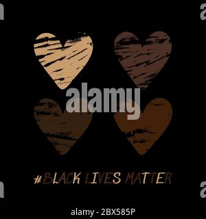 Il testo nero della materia di vite con la forma di amore di stile grunge, movimento anti-razzista, segno vettoriale Illustrazione Vettoriale