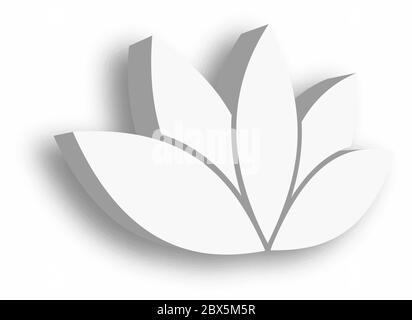 Icona di Lotus flower 3d su sfondo bianco. Tema benessere, spa, yoga, bellezza e stile di vita sano. Illustrazione vettoriale. Illustrazione Vettoriale