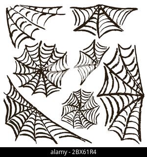 Halloween. Impostare cobwebs. Illustrazione vettoriale. Collezione di elementi natalizi. Vacanze autunnali Illustrazione Vettoriale