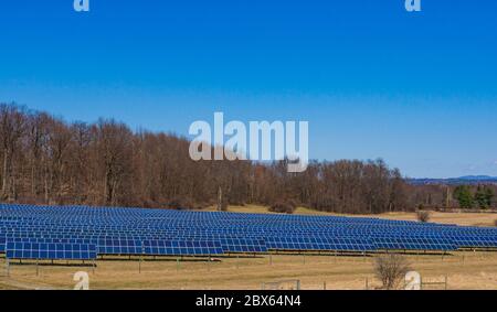 fattoria solare che raccoglie l'energia del sole per l'elettricità Foto Stock