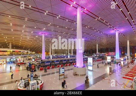 Pechino, Cina - 1 ottobre 2019: Terminal 3 dell'aeroporto di Pechino capitale PEK in Cina. Foto Stock