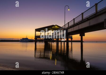 Molo di Redcliffe, Moreton Bay, Brisbane, Queensland, Australia Foto Stock