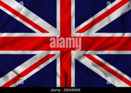 Tessuto tessitura ondulata bandiera nazionale del regno Unito. Foto Stock