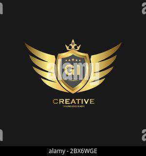 Modello di disegno con logo IG Abstract Letter Shield. Simbolo aziendale monogramma nominale premium. Illustrazione Vettoriale