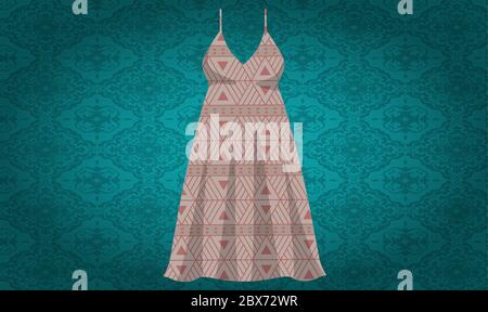 simk up illustrazione di abito femminile casual su sfondo astratto Illustrazione Vettoriale