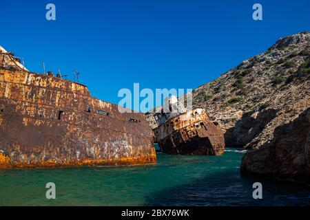 Naufragio di Olimpia. Amorgos, isola. Grecia Foto Stock