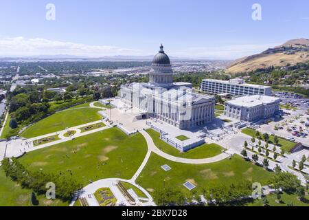 Vista aerea del Campidoglio dello Utah a Salt Lake City, Utah, USA. Foto Stock