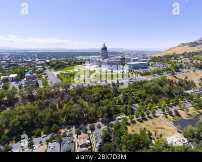 Vista aerea del Campidoglio dello Utah a Salt Lake City, Utah, USA. Foto Stock