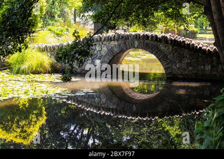 Ponte nei giardini di Queenstown sulla New Zealands South Island Foto Stock