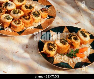 Pesto di pollo spirali Foto Stock