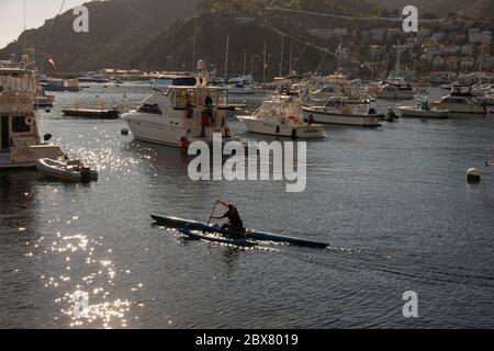 Porto di Avalon sull'isola di Catalina, California Foto Stock