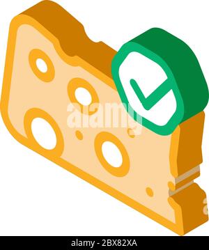 Illustrazione vettoriale dell'icona isometrica del pezzo di formaggio Illustrazione Vettoriale