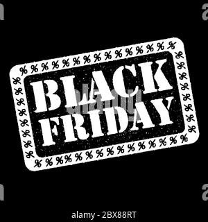 Bianco timbro nero venerdì percentuale, illustrazione Foto Stock