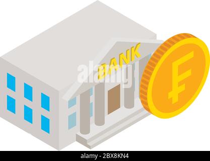 Icona della banca svizzera, stile isometrico Illustrazione Vettoriale