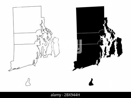 Mappe della contea di Rhode Island Illustrazione Vettoriale