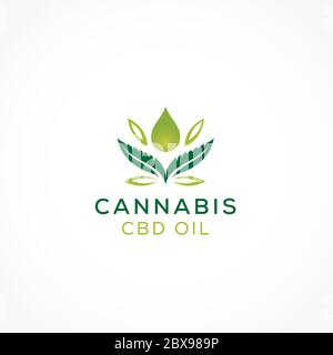 Logo creativo olio CBD foglia di cannabis Foto Stock