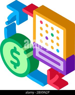 Schema del vettore delle icone isometriche di Exchange per denaro Illustrazione Vettoriale