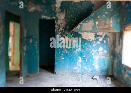 Rovine sanatorio italiano a Eleousa, Rodi Foto Stock