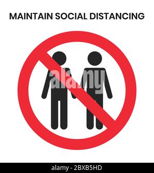 Attenzione stare a parte e mantenere la distanza sociale di 6 piedi a causa del segno del coronavirus Illustrazione Vettoriale